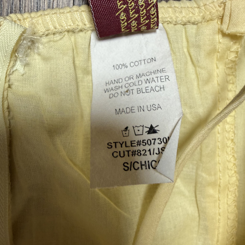 Vintage Yellow Cotton Sundress with Lace Hem