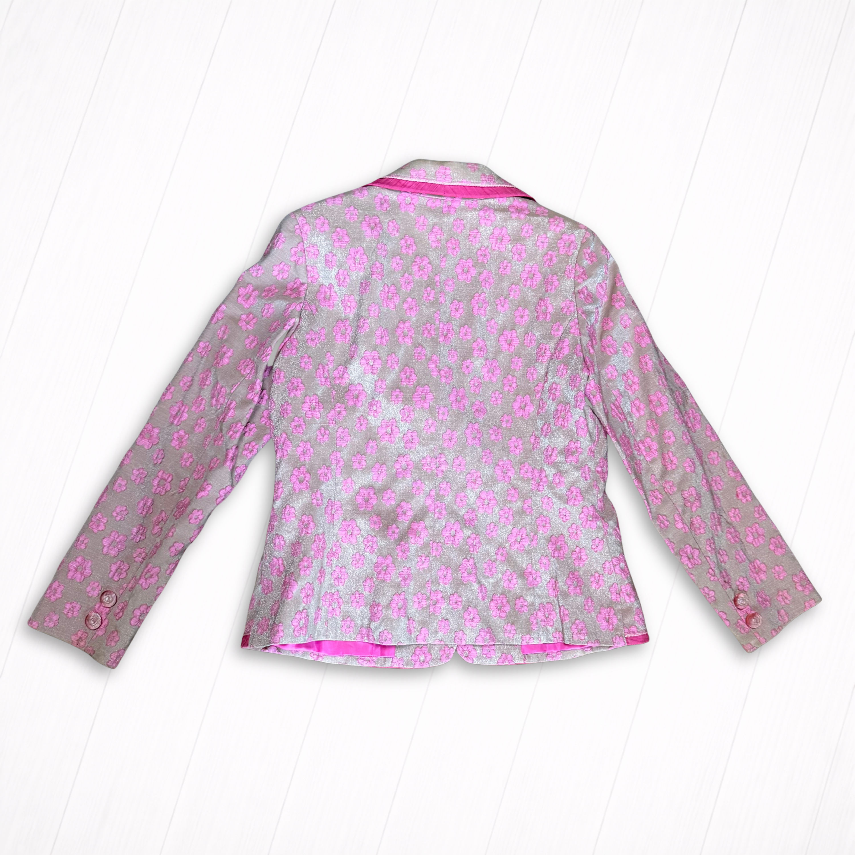 Vintage Pink Floral Woven Blazer