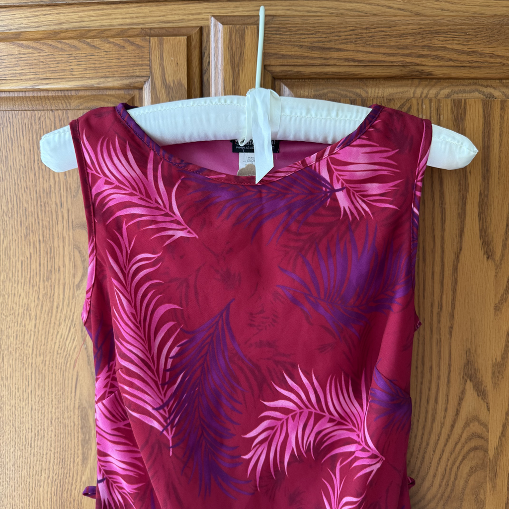 Vintage Red Leaf Print Dress