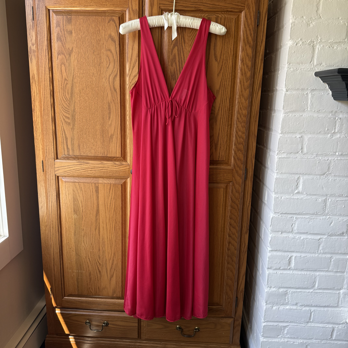 Vintage Red Nylon Nightgown