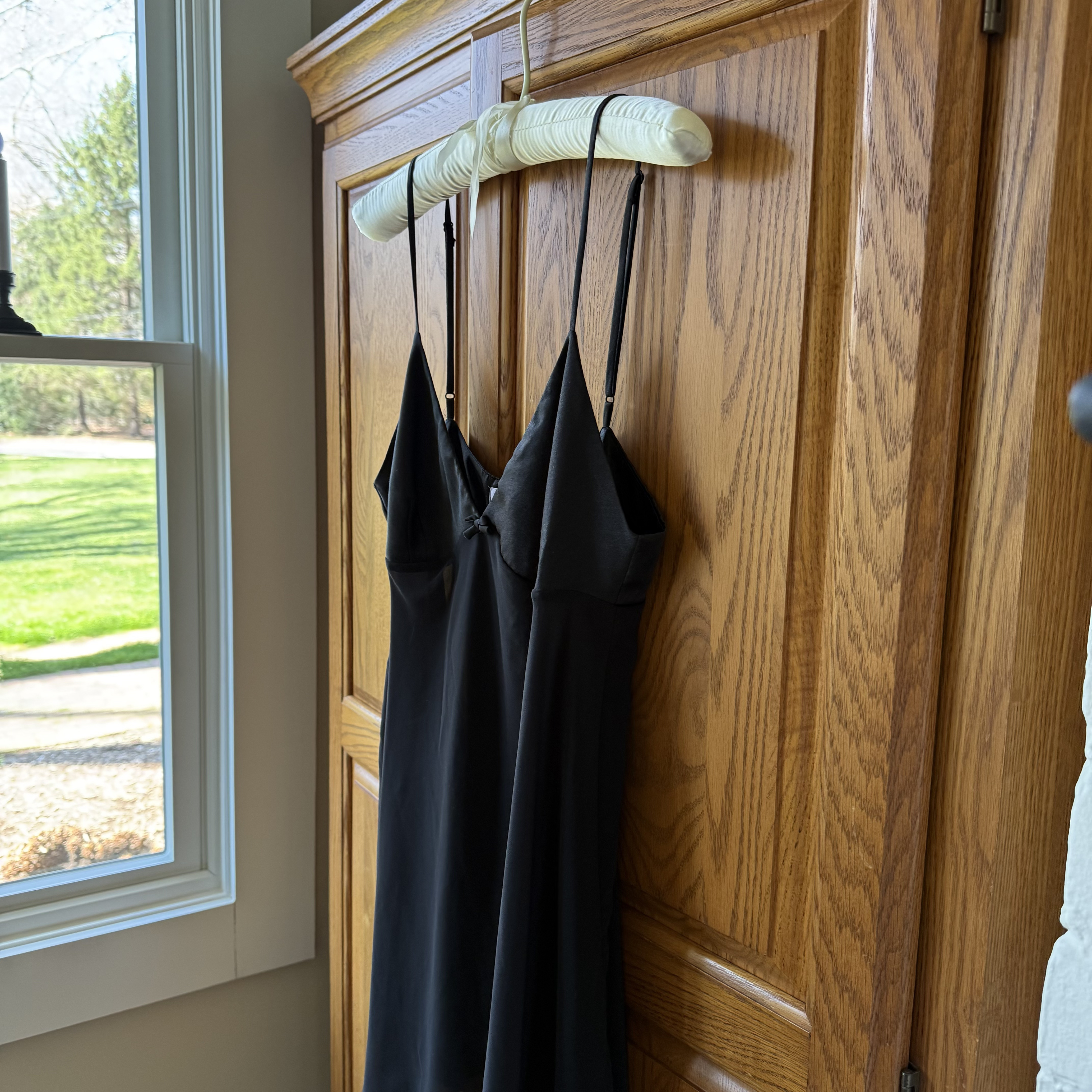 Victoria's Secret Black Satin & Chiffon Slip Dress