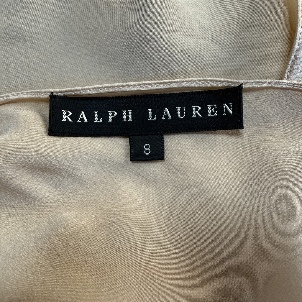 Vintage Ralph Lauren Gold Silk Cami with Lace Trim