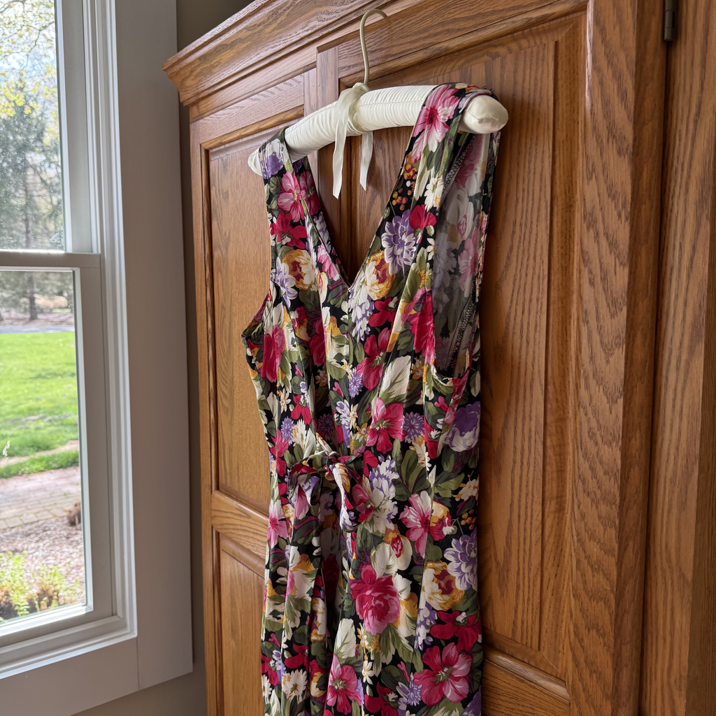 Vintage Floral Cotton Blend Button-Front Romper