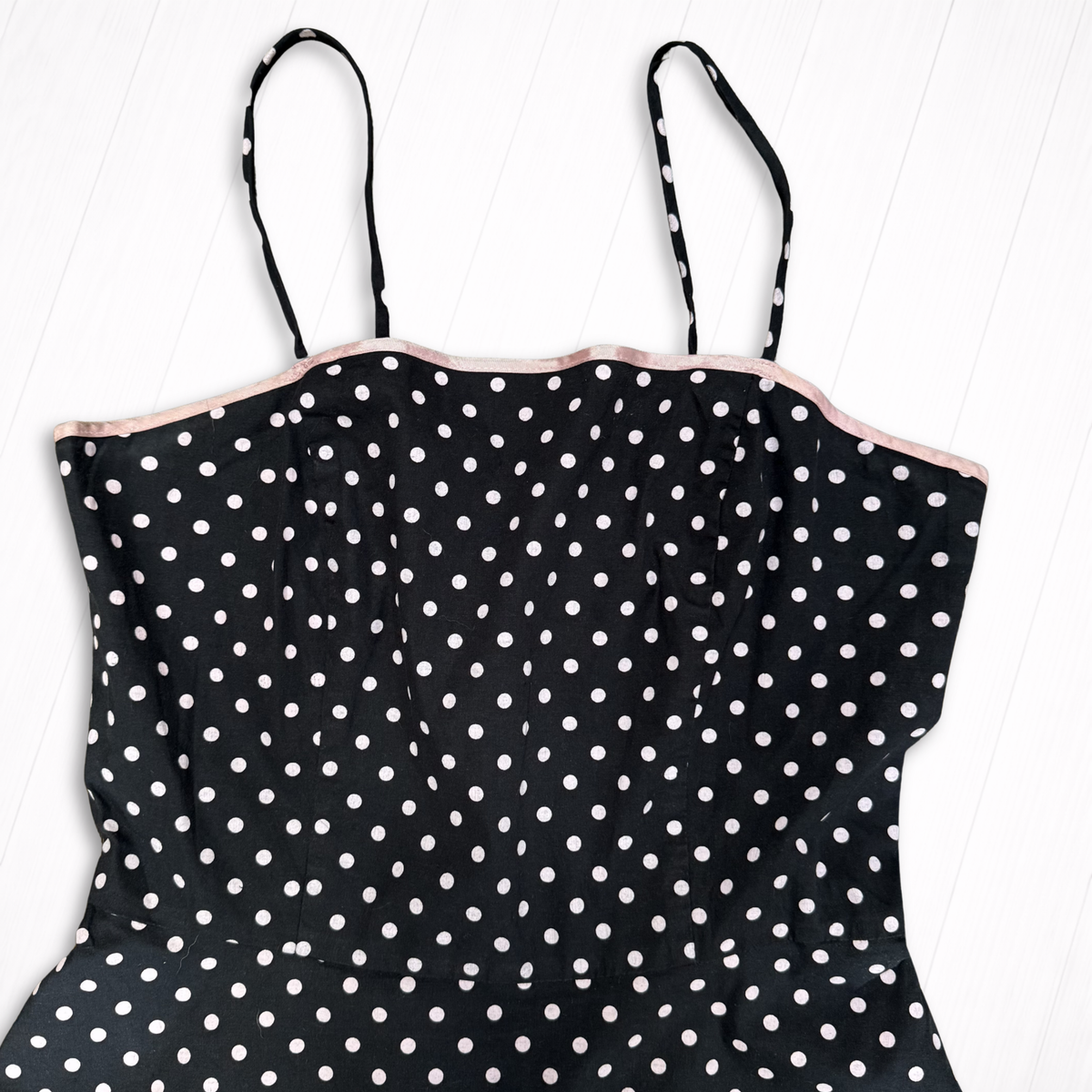 Vintage Cotton Black and White Polka Dot Tiered Dress