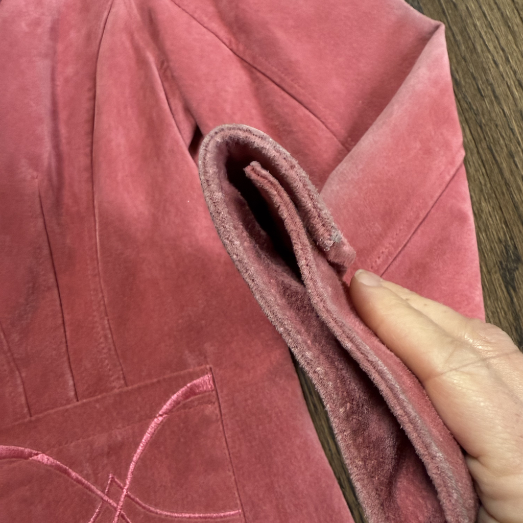 Pink Suede Leather Blazer