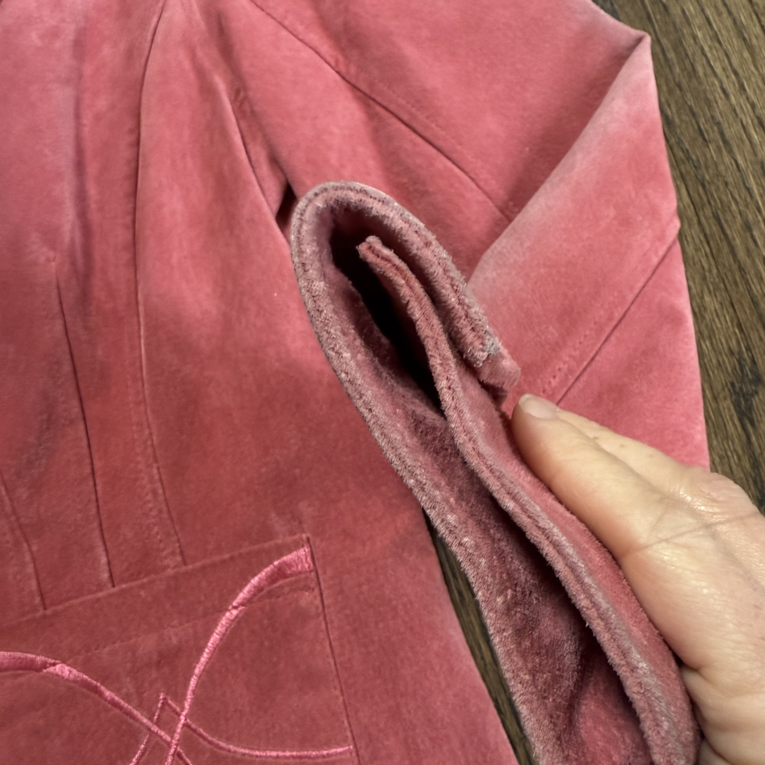 Pink Suede Leather Blazer